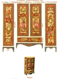 1:24 scale Natasha Beshenkovsky's Mini Decoupage Decor - Rococo Bedroom - Armoir - Imagen 1 de 11