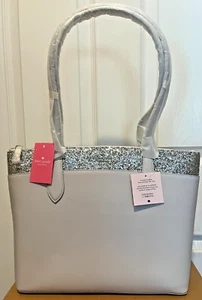 Borsa Kate Spade New York Flash grigio glitter Saffiano nuova con etichetta $359 - Foto 1 di 7