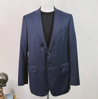 ISAIA Blazer Jacket Blue Stripe 42 IT 52 Soft Lana Wool Luxe Sports Coat Slim - Image 1 of 4