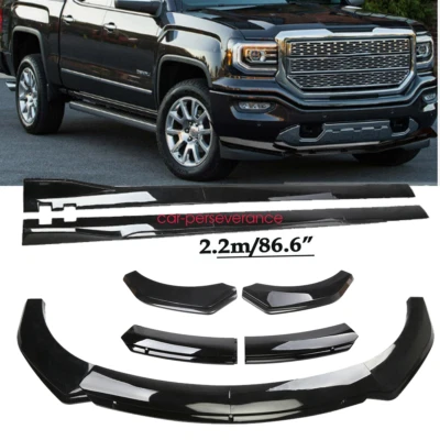 Glossy Black Front Lower Bumper Lip Splitter Spoiler For 01-23 GMC Sierra 1500 Foto 1 de 4