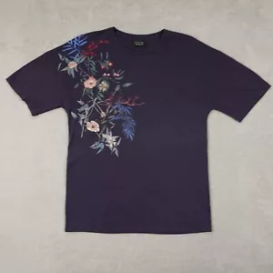 Zara Man Herren S blau Blumenmuster T-Shirt Rundhalsausschnitt kurzärmelig Baumwolloberteil - Bild 1 von 11