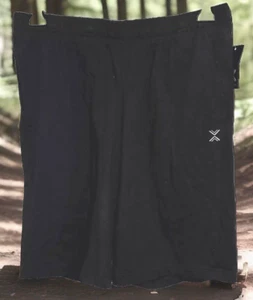 Mens Black Shorts Woven Knit Regular Fit Pockets Size M Cotton Casual Activewear - Picture 1 of 6