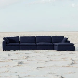 5 Pc Cloud Modular Sectional Sofa w/ Ottoman, Modern Living Room Set, Luxe Navy - Picture 1 of 5