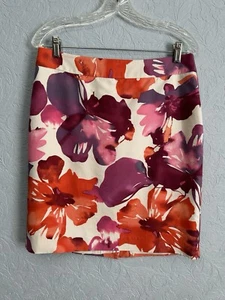 Ann Taylor LOFT Size 8 Purple Floral Silk Blend Pencil Skirt M28 - Picture 1 of 6