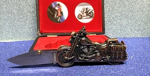 Vintage Harley Davidson Motorcycle Stainless Steel Pocket Knife & Display Box - Picture 1 of 7