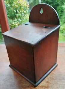 An Antique Georgian Oak Wooden Salt or Candle Box.