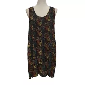 Jane Delancey Floral Crinkle Pleated Dress Womens Size Large Multicolor Stretch - Picture 1 of 11