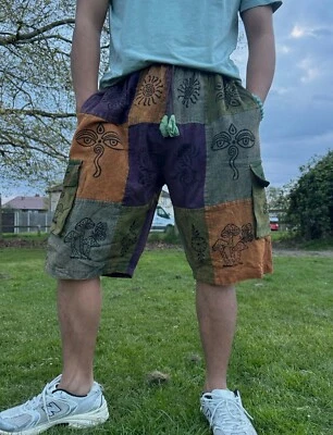 Unisex hippie stonewashed shorts 100% cotton fabric | Eco friendly sustainable - Image 1 of 3