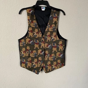 VTG All Over Print Winnie the Pooh Vest Tapestry Woven Cotton ONE SIZE USA MADE - Picture 1 of 11
