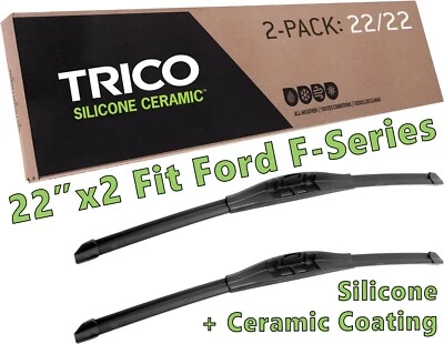 Fit Ford F-150 F-250 Top-of-the-line Silicone Ceramic Wiper Blades 22" 2-Wipers - Image 1 of 4