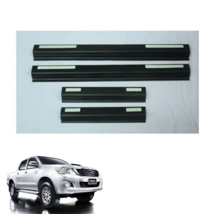 Door Sill Scuff Plate Black Trim 4 Pc For Toyota Hilux Vigo Champ 2011 - 2014 - Picture 1 of 3