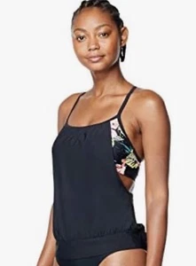 Speedo Women's Swimsuit Top Tankini Blouson, Speedo Black/Floral, X-Large NWT 💚 - Picture 1 of 6