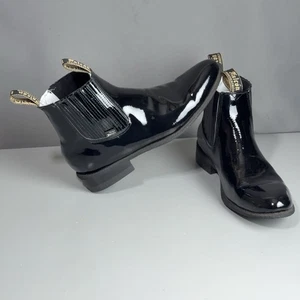 Francisco Falcon Damen 7 Lackleder Chelsea Boots Schwarz Spanien Vintage - Bild 1 von 22