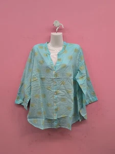 J.Jill Pure Jill Jacquard Long Sleeves Front Button Tunic Top XLP Light Blue - Picture 1 of 10
