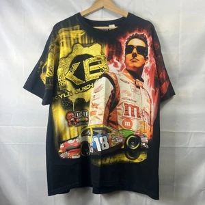 VTG Y2K 2011 NASCAR #18 Kyle Busch M&Ms aop all over print T Shirt Black X-Large - Bild 1 von 10