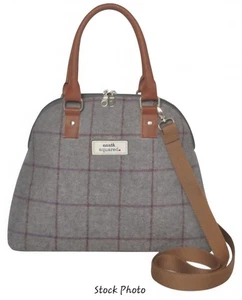 Earth Squared Wool Shoulder Tote Bag Handtasche Grey Mustard Plaid Tartan Cord - Bild 1 von 5