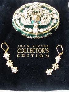 Joan Rivers Enamel Taj Mahal Brooch Box AB Crystal Earrings Brooch New MIB - Picture 1 of 11