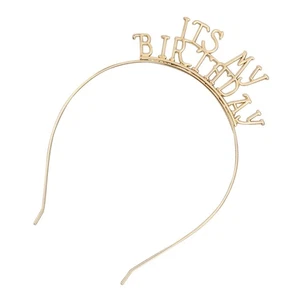Golden Headband Decorative Headdress Alloy Hair Bands Elegant Birthday Hair - Picture 1 of 12