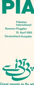 Pakistan International Sommer-Flugplan 15. April 1983. Pakistan International (P - Picture 1 of 1