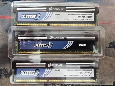 Corsair Triple Canal 6GB (2GB X 3) SDRAM 1333 MHz Memoria SDRAM (TR3X6G1333C9) Foto 1 de 2