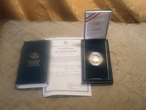 1990 P Eisenhower Centennial Comm 90% Silver Proof Dollar W/ Case & CoA - Picture 1 of 11