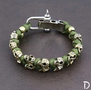 Retro Skull Handmade Bracelet Gothic Skeleton Adjustable Woven Punk Bangle D - Picture 1 of 10