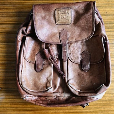 Винтажный 80-х/90-х Geoffrey Beene кожаный карман клапан рюкзак - коричневый - Изображение 1 из 4