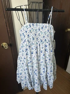 No Boundaries White Blue Floral Smocked Sundress Juniors NWT Sz L 12-14 - Picture 1 of 9