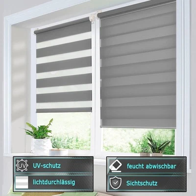 Doppelrollo Duo Rollo Klemmfix ohne Bohren Easyfix Fenster Klemmrollo Blickdicht - Bild 1 von 4