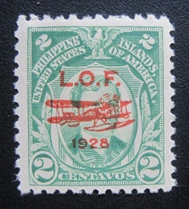 1928 US Philippines 2 cent Airmail C18 Biplane Overprint 4 Nice Margins MH OG - Picture 1 of 2