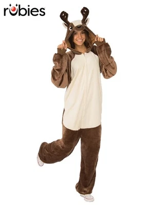 Reindeer Furry Plush Jumpsuit By Rubies Christmas Womens Costume - image 1 of 3