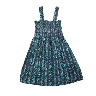 Vintage 70s black and blue floral print velvet mini dress S - Image 1 of 4