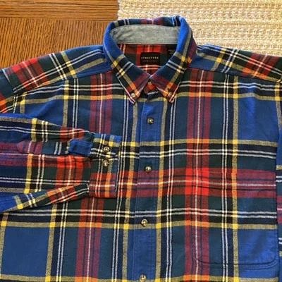 STRUCTURE Men's XL Long Sleeve Button-Up Plaid Flannel Vtg Y2K Preppy Grunge - Image 1 of 4