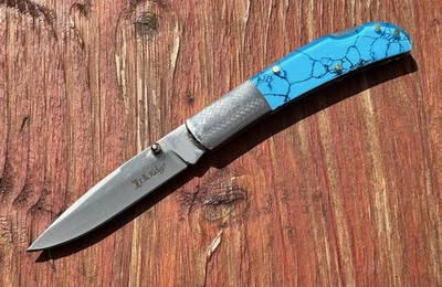 "Navaja de bolsillo clásica de 4"" con bloqueo trasero azul cromado 7"" en general 3"" hoja afilada" Foto 1 de 4