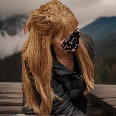 Peluca de cabello humano castaño rojizo Gali’s Special Blend para mujer Foto 1 de 4