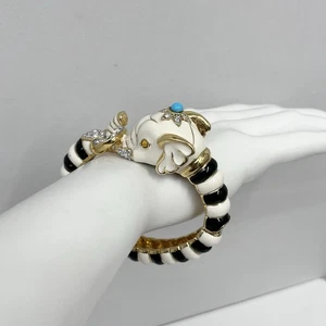 KJL schwarz & weiß Emaille Elefant Armband aufklappbar spektakulär - Bild 1 von 15