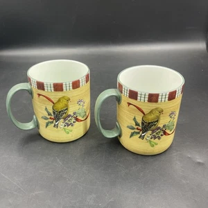 Lenox Winter Greetings Everyday Coffee Mug Goldfinch Set of 2 - Picture 1 of 5