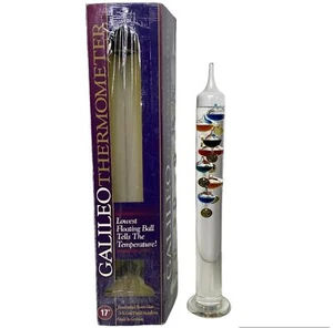 Galileo Large Thermometer Home Design Glass Tube w/ Floating Spheres Decor 17" - Picture 1 of 6