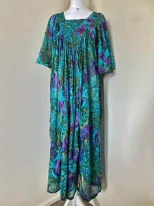 Vintage 70er Jahre Kurzarm Hauskleid in abstraktem Fisch und Wasser Print - Bild 1 von 10