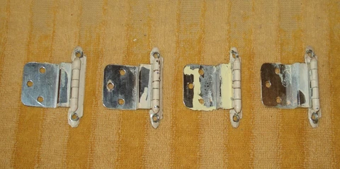 Chrome Cabinet Hinges (2 pair) For Reverse Bevel Slab Doors Amerock vintage Cover
