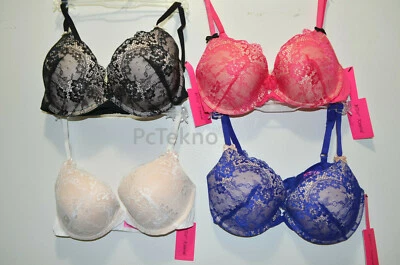 Betsey Johnson Allover кружевной бюстгальтер пуш-ап 34B 34C 34D 36B 36C * выбрать * новый с Ярлыками $38 - Изображение 1 из 4