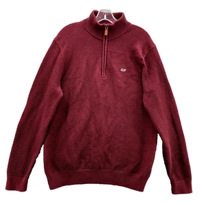 Pull Vineyard Vines homme moyen bordeaux 1/4 fermeture éclair grand-père pêcheur académie années 90 - Photo 1/10