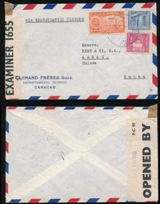 VENEZUELA WW2 TRANSATLÁNTICO CORTAPELOS IMPRESO ENV GUINAND FRERES BERMUDAS CENSOR Foto 1 de 3