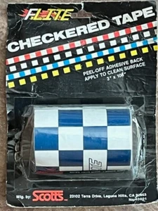 NOS 3" Rolle FLITE blau & weiß KARIERTES BAND Old Mid School BMX Aufkleber Racing - Bild 1 von 4