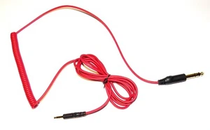 Stereo 3.5mm Jack Male to 1/4" 6.35mm Male Plug DJ Flexi Headphone Cable Red - Picture 1 of 3