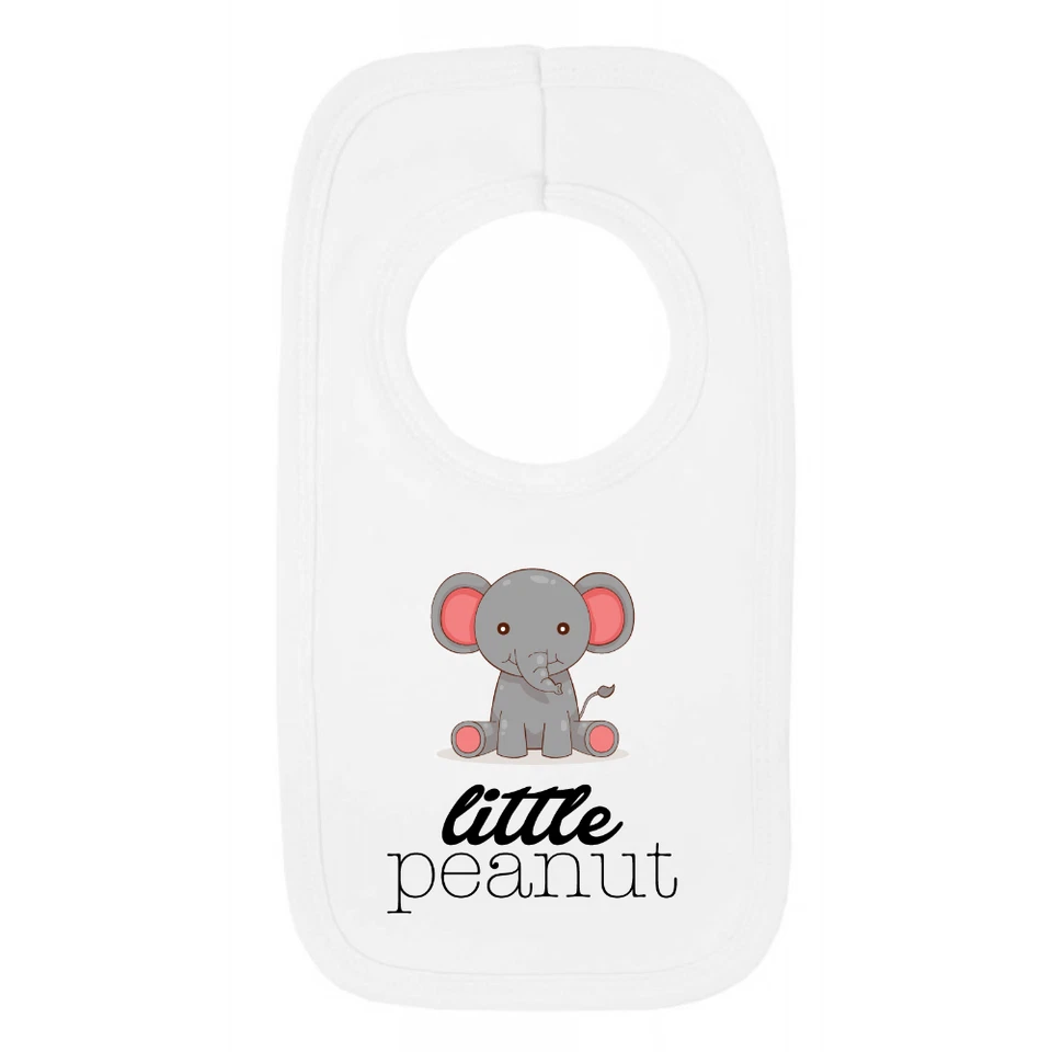 SHIRTIFIED Little Peanut 1 Baby Bib Funnny Cute Elephant Animals New Born Gift