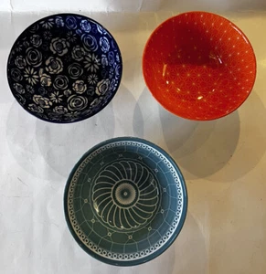 3-Annovero Multi-Color Porcelain Dessert Bowls. 4.75” EUC - Picture 1 of 7