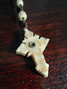 Antique Rosary Beads & Stanhope Cross Basilique de Notre Dame de Brebières/Somme - Picture 1 of 10