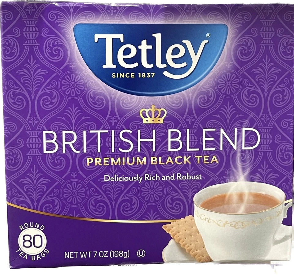 Té negro premium Tetley British Blend de 7 oz, 80 bolsas de té redondas Foto 1 de 1