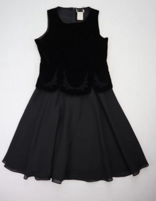 K Studio 女式连衣裙 10 码黑色天鹅绒 A 字型修身喇叭 — 第 1/4 张图片